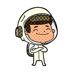 happy cartoon astronaut