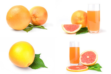 Group of grapefruit over a white background