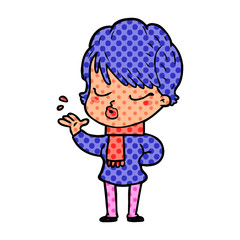 cartoon woman with eyes shut