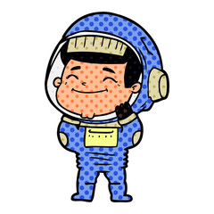 happy cartoon astronaut