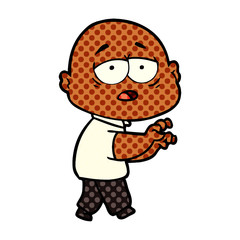 cartoon tired bald man