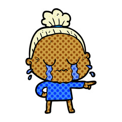 cartoon crying old lady