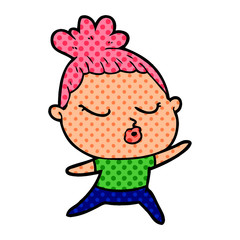 cartoon calm woman