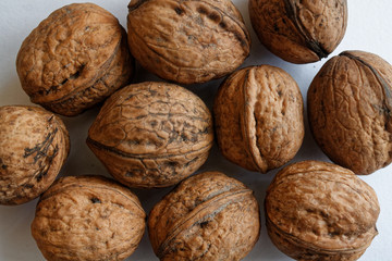 Isolated walnuts on a white background.