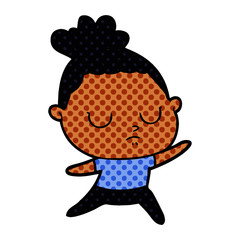 cartoon calm woman