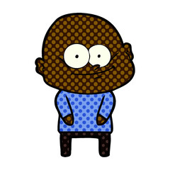 cartoon bald man staring