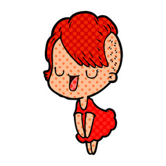 cute cartoon girl with hipster haircut
