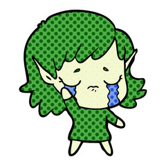 cartoon crying elf girl