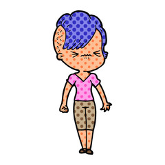 cartoon annoyed hipster girl
