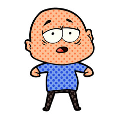 cartoon tired bald man