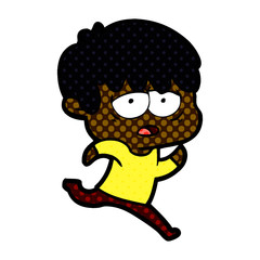 cartoon exhausted boy