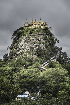 Low angle view of monastery on Mount Popa