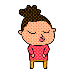 cartoon calm woman