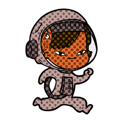 cartoon astronaut woman