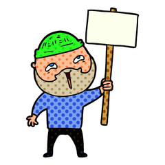 cartoon happy bearded man