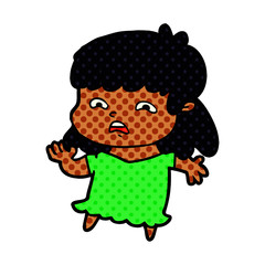 cartoon worried woman