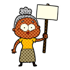 cartoon happy old woman