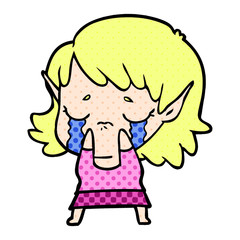 cartoon crying elf girl