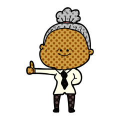 cartoon happy old woman