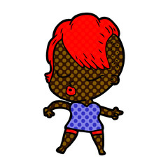 cartoon pretty hipster girl