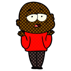 cartoon tired bald man
