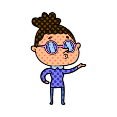 cartoon woman wearing glasses