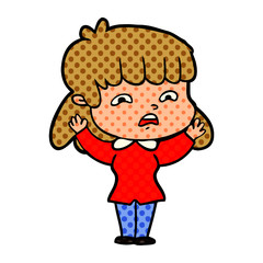 cartoon worried woman