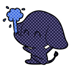 cute cartoon elephant spouting water