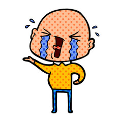 cartoon crying bald man
