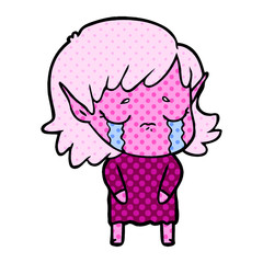 cartoon crying elf girl