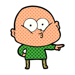 cartoon bald man staring