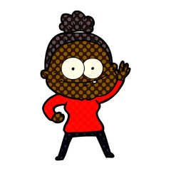 cartoon happy old woman