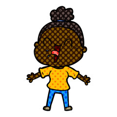 Obraz premium cartoon happy old woman