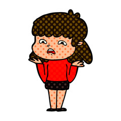cartoon worried woman