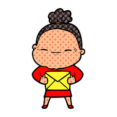 cartoon peaceful old woman