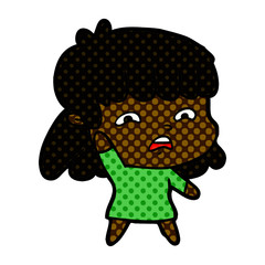 cartoon worried woman
