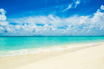 Fototapeta na wymiar Beautiful landscape of clear turquoise Indian ocean, Maldives islands