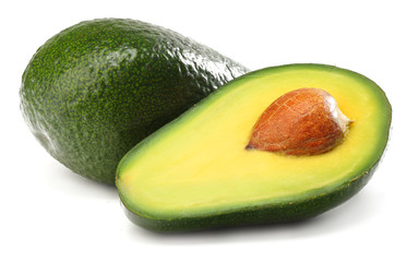 healthy food. sliced avocado isolated on white background.