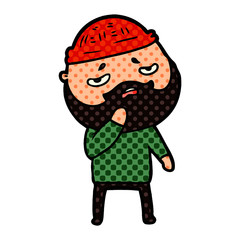 cartoon worried man with beard