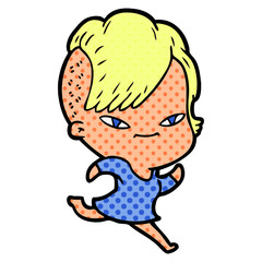 cute cartoon girl with hipster haircut