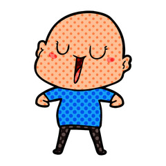 happy cartoon bald man