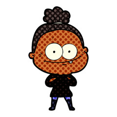 cartoon happy old woman