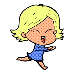 happy cartoon girl