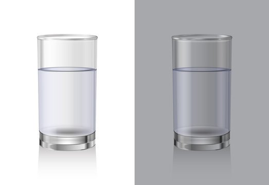 Glasses for drinks. Glassware Set. Realistic vector glass of crystal clean water.