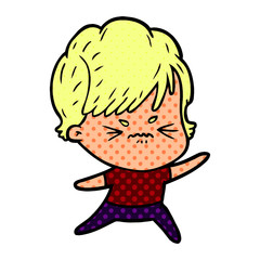 cartoon frustrated woman