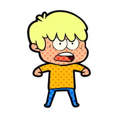 worried cartoon boy