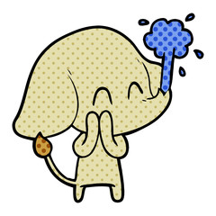cute cartoon elephant spouting water