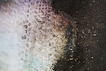 Fototapeta na wymiar Vintage grunge background - pavement texture with gravel and snow