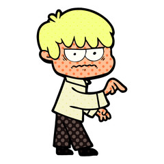 annoyed cartoon boy