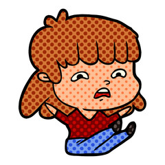 cartoon worried woman